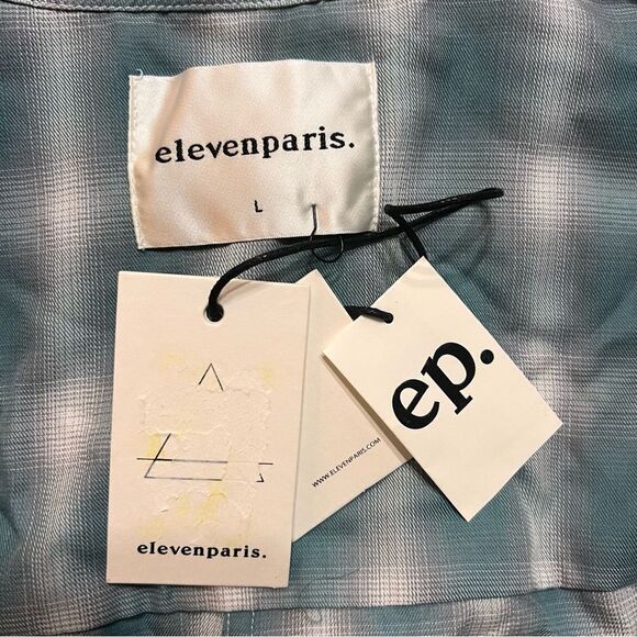 Eleven Paris Slim‎ Fit Plaid Button-Up Shirt - Wild Lime Punch Size Large - Picture 5 of 6